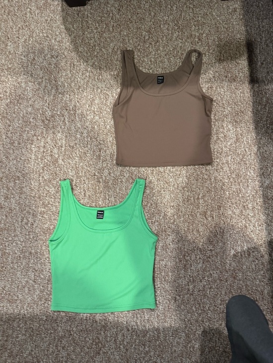 SHEIN Tops - Ribbed Tank Top - Green / Brown